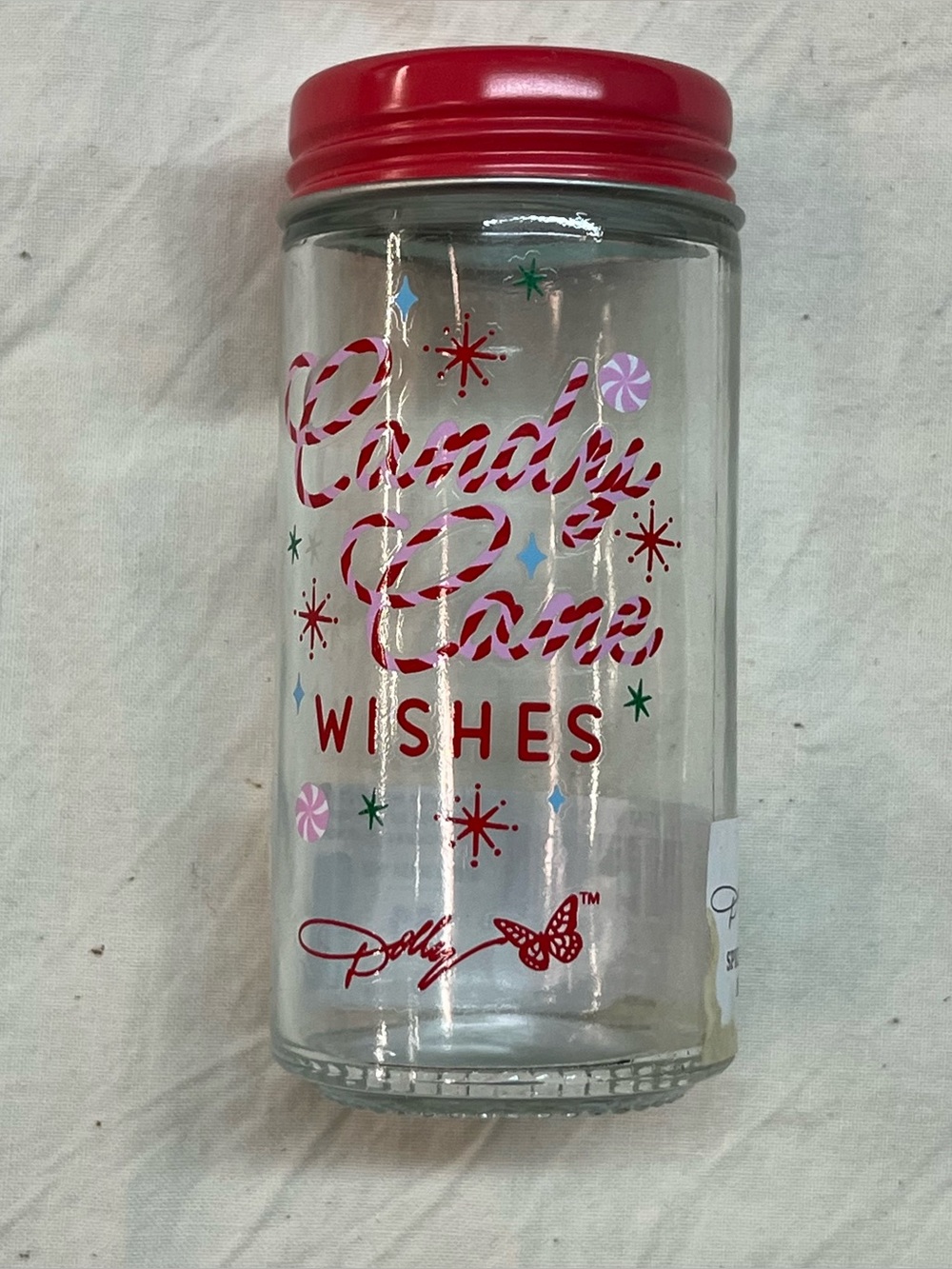 Dolly Parton DG CHRISTMAS Spice Jars BAKING CANDY CANE WISHES Glass New